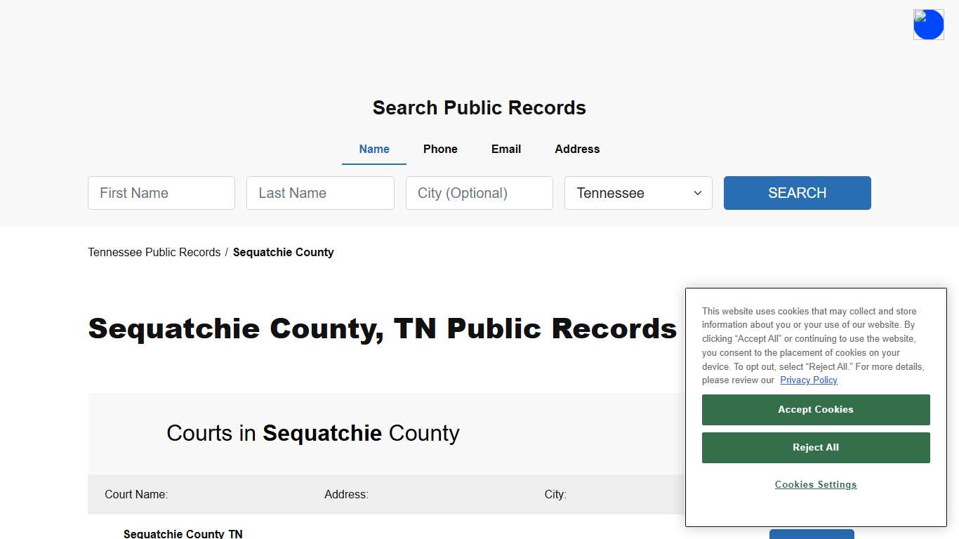 Sequatchie County, TN Public Court, Arrest and Inmate Records - ThePublicIndex